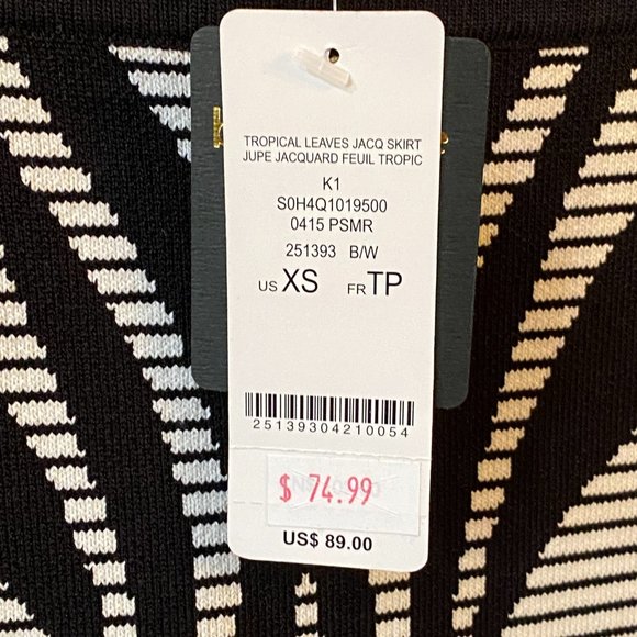 BEBE Bandage Tropical Leaves JACQ Skirt Size XS NWT - Picture 2 of 11